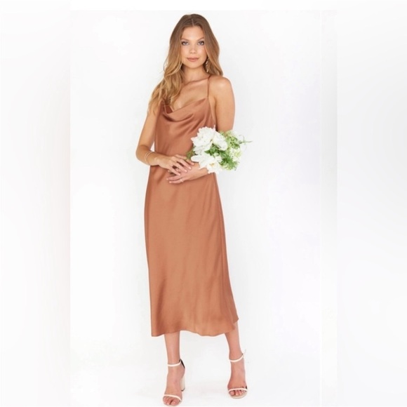 NWT SHOW ME YOUR MUMU - Verona Cowl Dress color: copper luxe satin size:… - Picture 1 of 5
